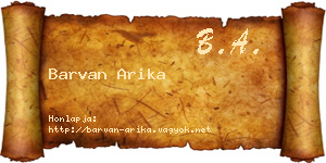 Barvan Arika névjegykártya